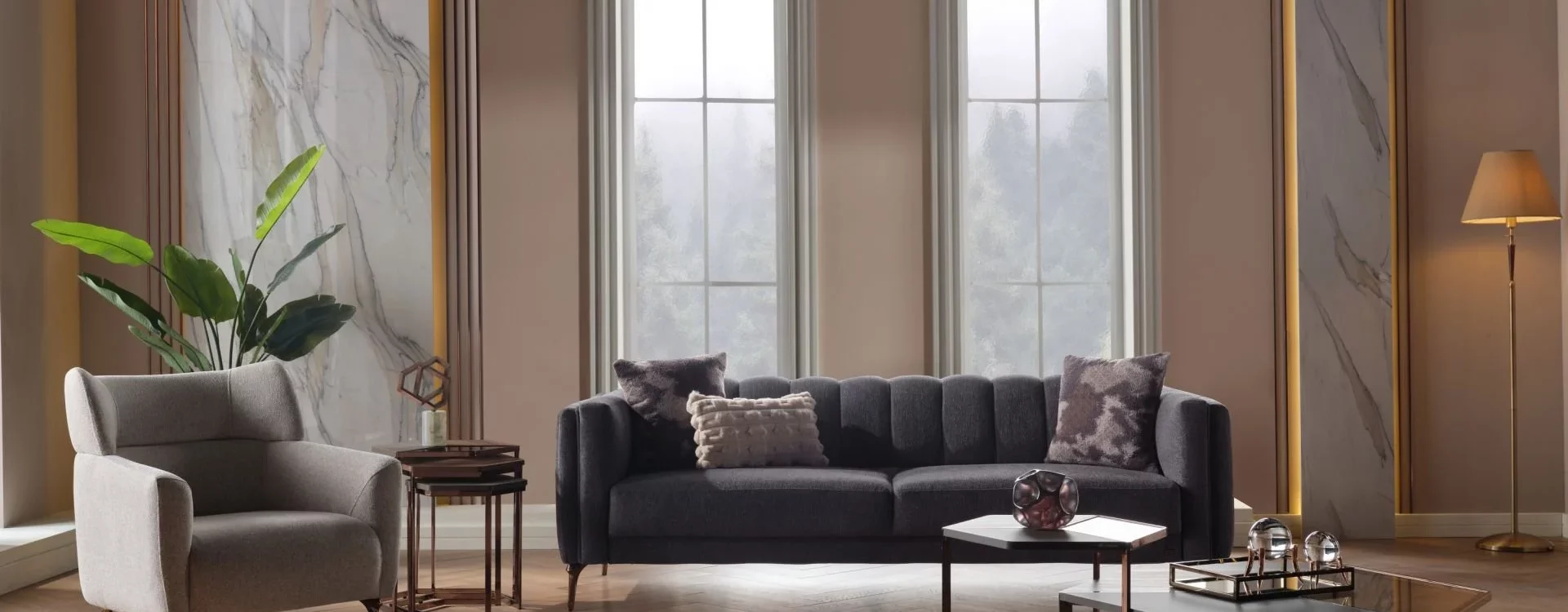 VANESSA ANTRASIT KREM KOLTUK TAKIMI 001X 1920X750 | Istikbal Comment choisir un tapis pour votre salon ? Obernai