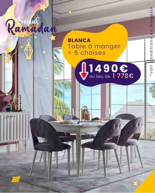 Spécial Ramadan &#8211; Table à manger Blanca + 6 chaises Lingolsheim 0