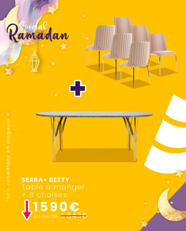 Spécial Ramadan &#8211; Table à manger Serra + 6 chaises Betty Illkirch-Graffenstaden 0