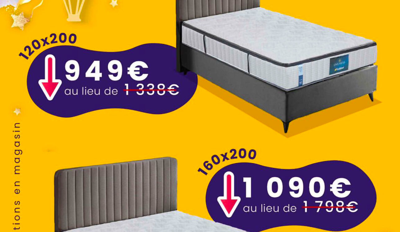 Spécial Ramadan &#8211; lit coffre Sleepwell + matelas Unstress 120cm Strasbourg