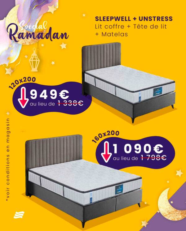 Spécial Ramadan &#8211; lit coffre Sleepwell + matelas Unstress 120cm Strasbourg 0