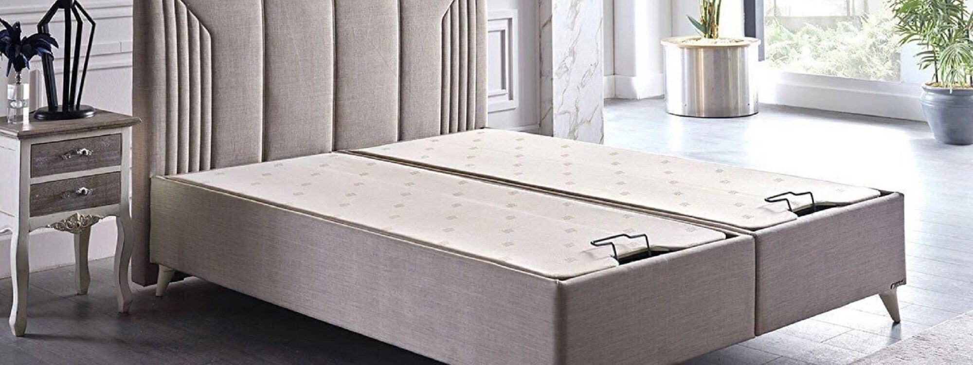 Ensemble de lit coffre et tête de lit Sleepy Y + matelas Unstress &#8211; 90x200cm Lingolsheim